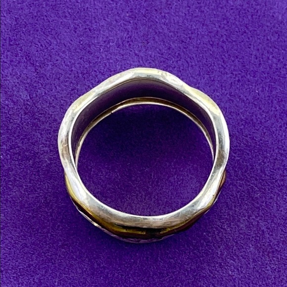 💛 Elegant Sterling Silver, Gold, and Copper Meditation Spinner Ring - Picture 5 of 6
